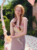 Vintage Crochet-Detail Purple Knit Slip Dress