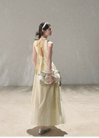 Vanilla Spring Halter Backless Dress