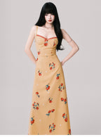 French V-Neck Floral Slip Maxi Dress