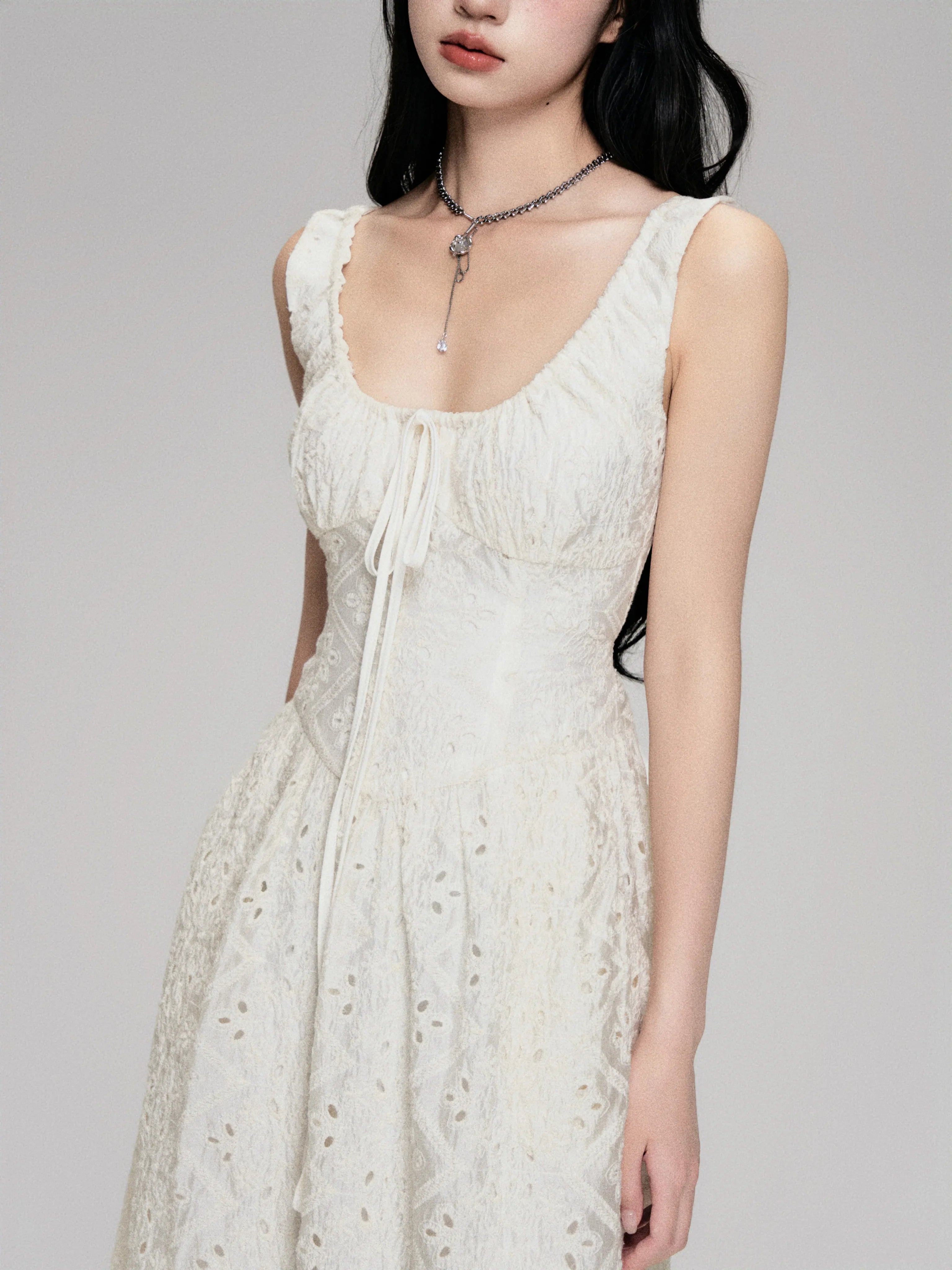 Cutout French Sleeveless Maxi Dress