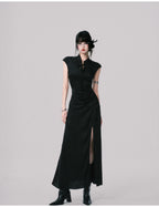 Chinese-Style Slim-Fit Cheongsam Maxi Dress