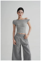 Asymmetric Off-Shoulder Cropped Tee
