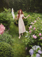 French Sweet Empire-Waist Lace Tie Dress