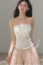Linen Lace Trim Off-Shoulder Bandeau