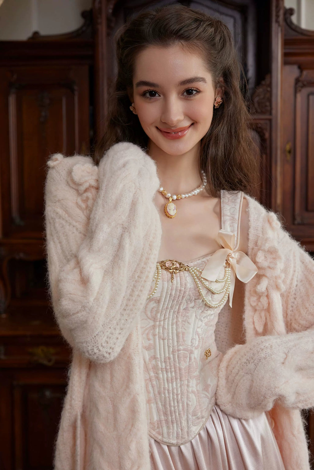 Hand-Crocheted Wool Knit Cardigan