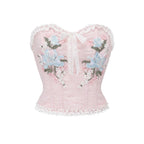 Blue Lily Strapless Corset Top & Mesh Skirt Set