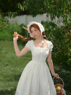 Pure White Cinderella Square-Neck Princess Dress
