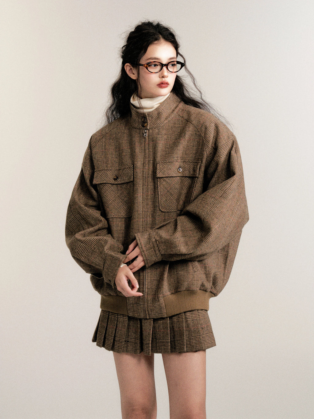 Vintage Collegiate Wool Jacket & Mini Skirt Set