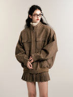 Vintage Collegiate Wool Jacket & Mini Skirt Set