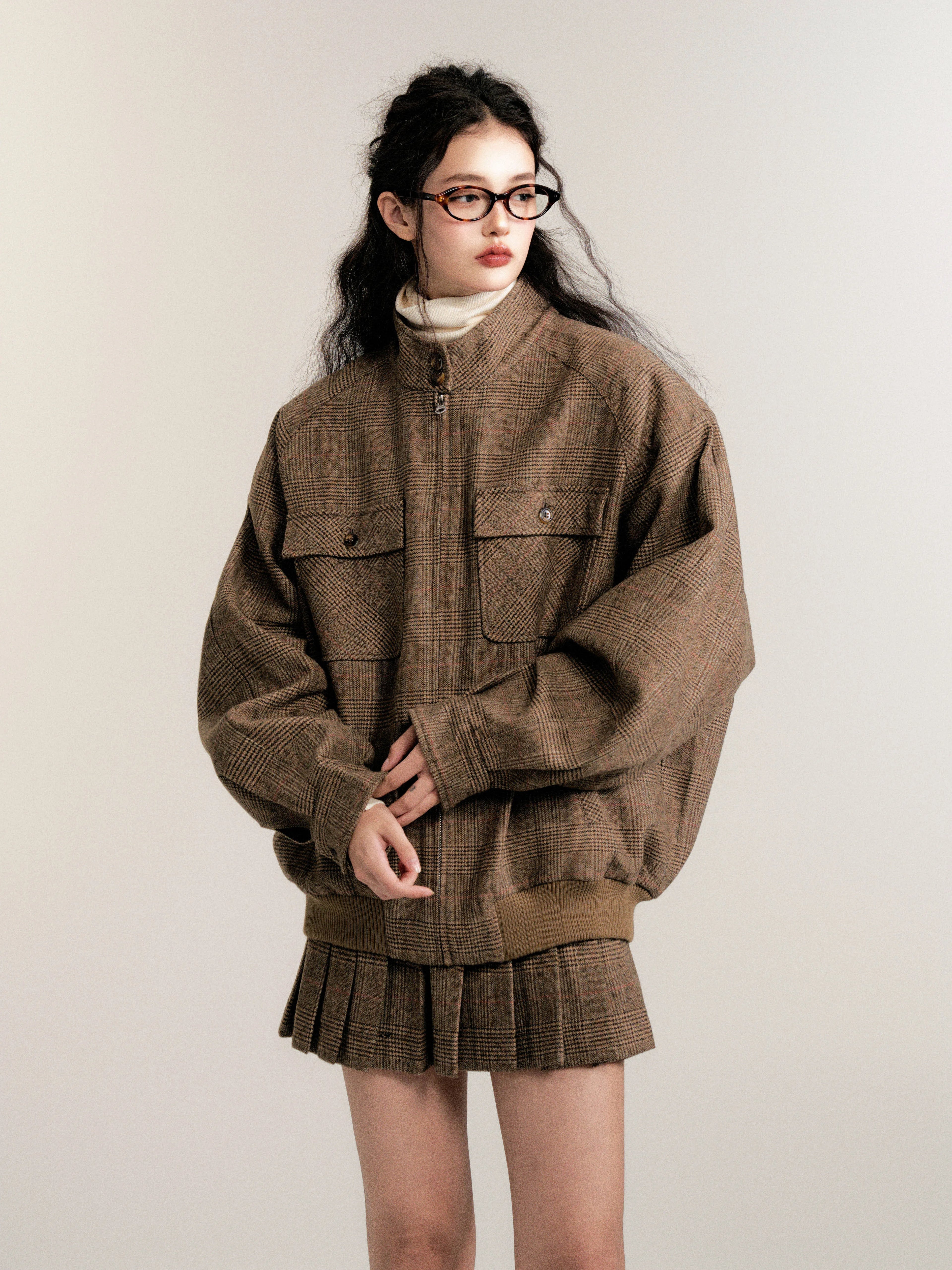 Vintage Collegiate Wool Jacket & Mini Skirt Set