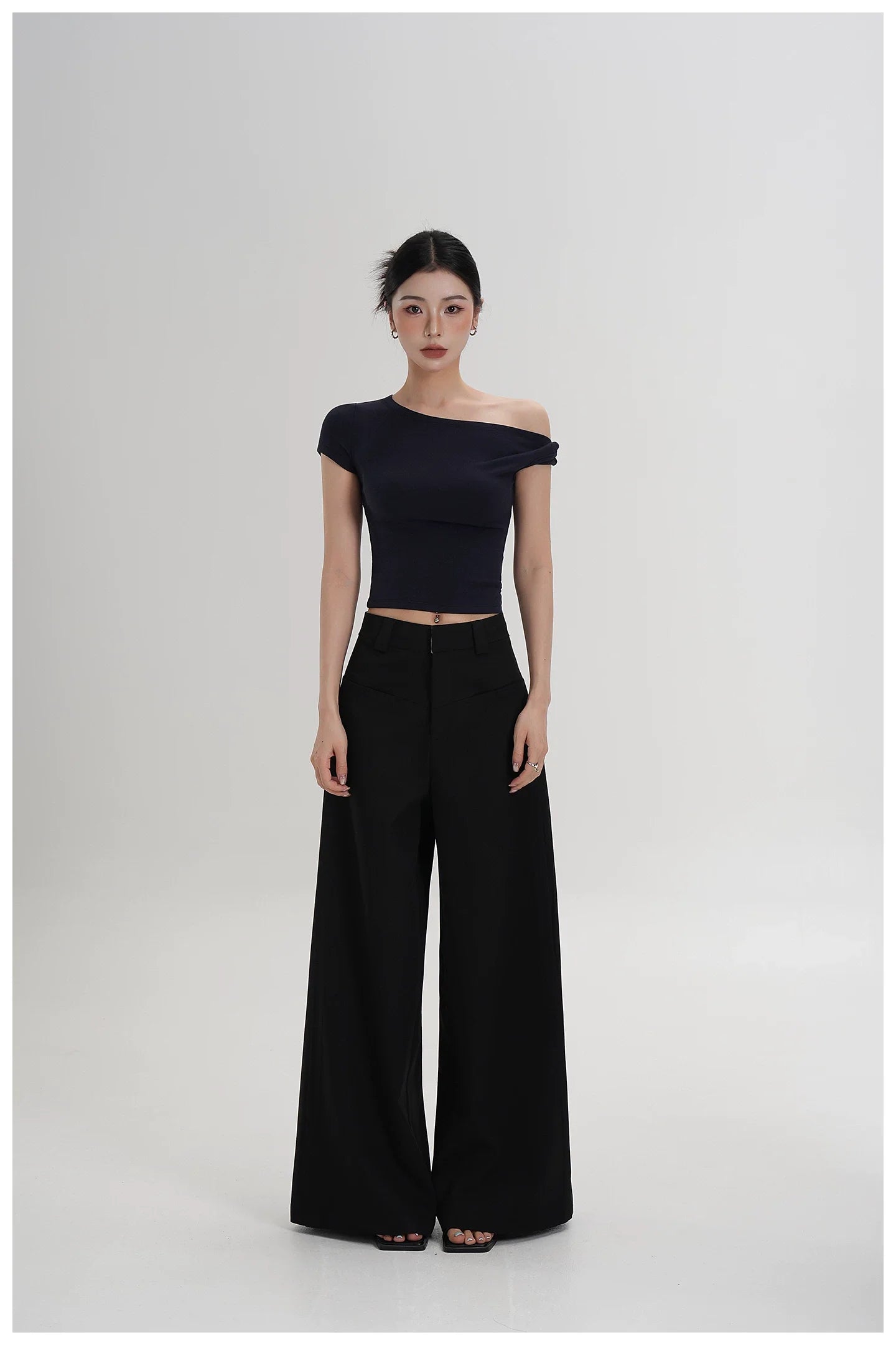 Asymmetric Off-Shoulder Cropped Tee