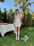 Rose Petite Florist Knit Dress & Cardigan Set