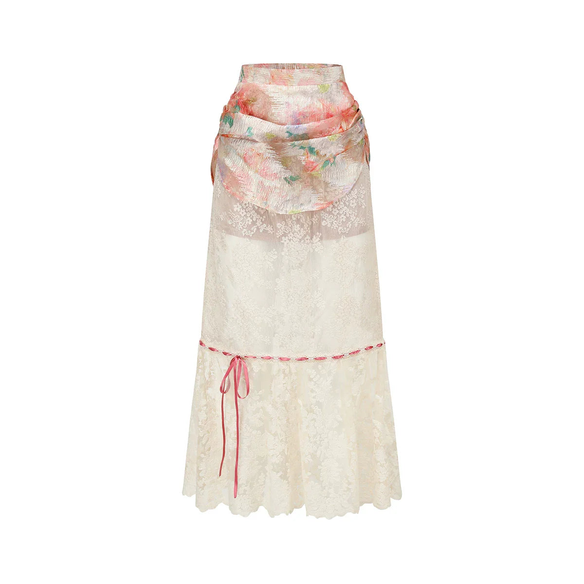 Romantic Oil-Paint Lace Corset Top & Skirt Set