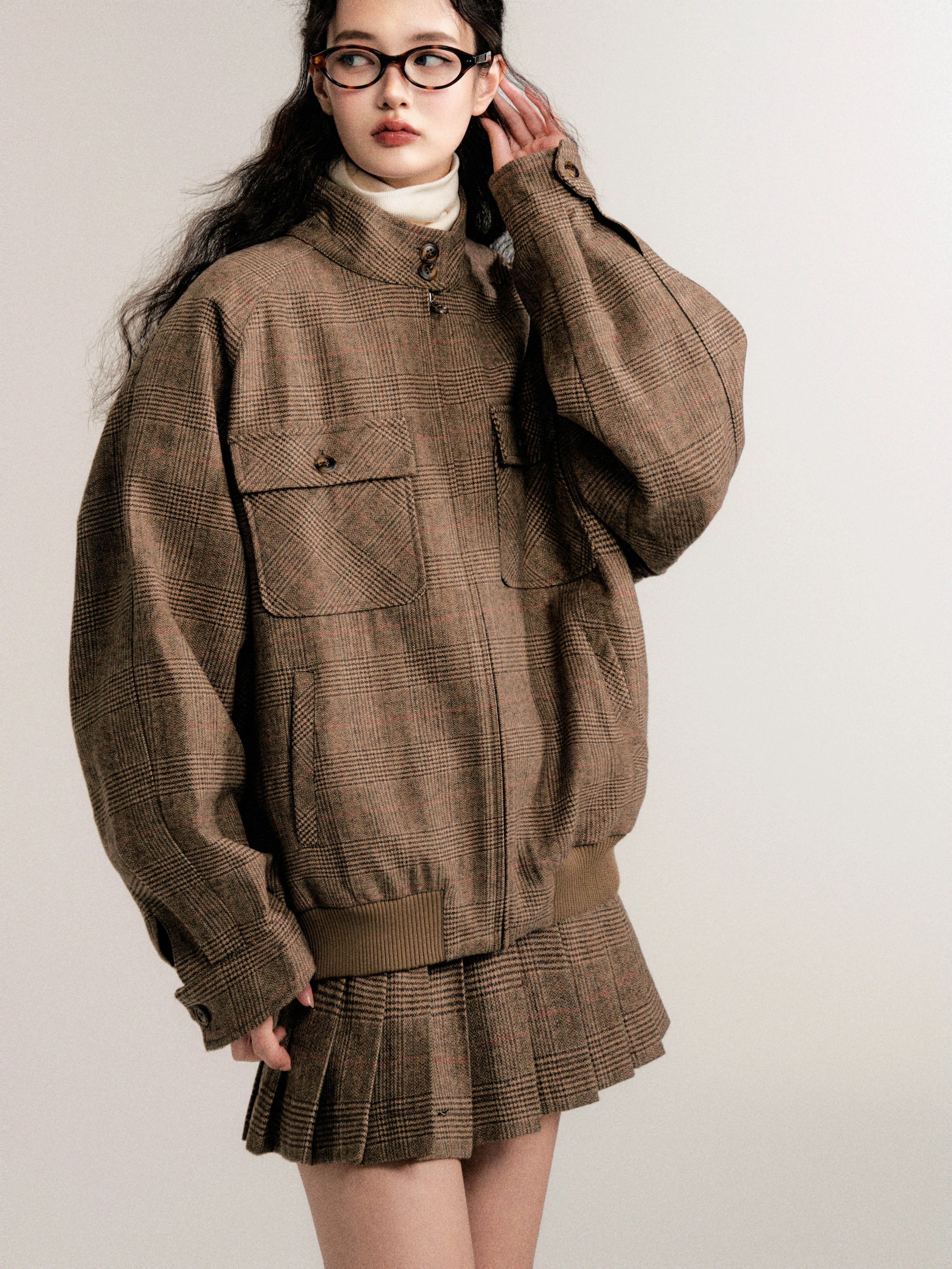 Vintage Collegiate Wool Jacket & Mini Skirt Set