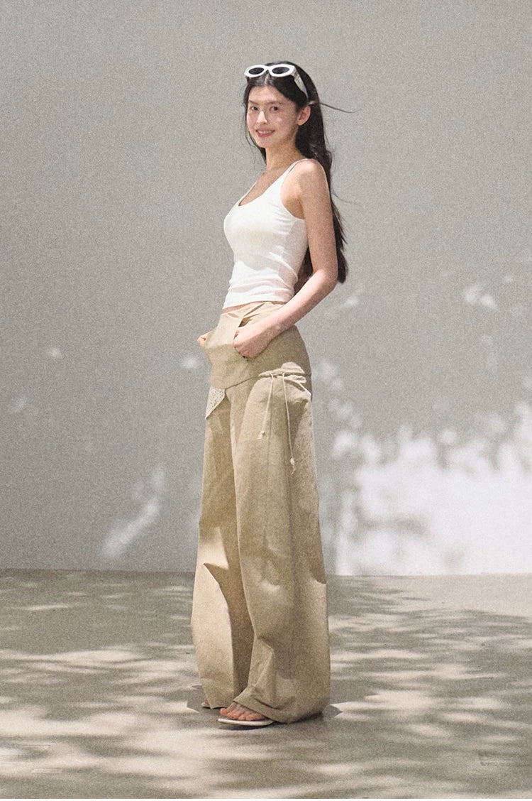 Bohemian Detachable Scarf Wide-Leg Relaxed Trousers