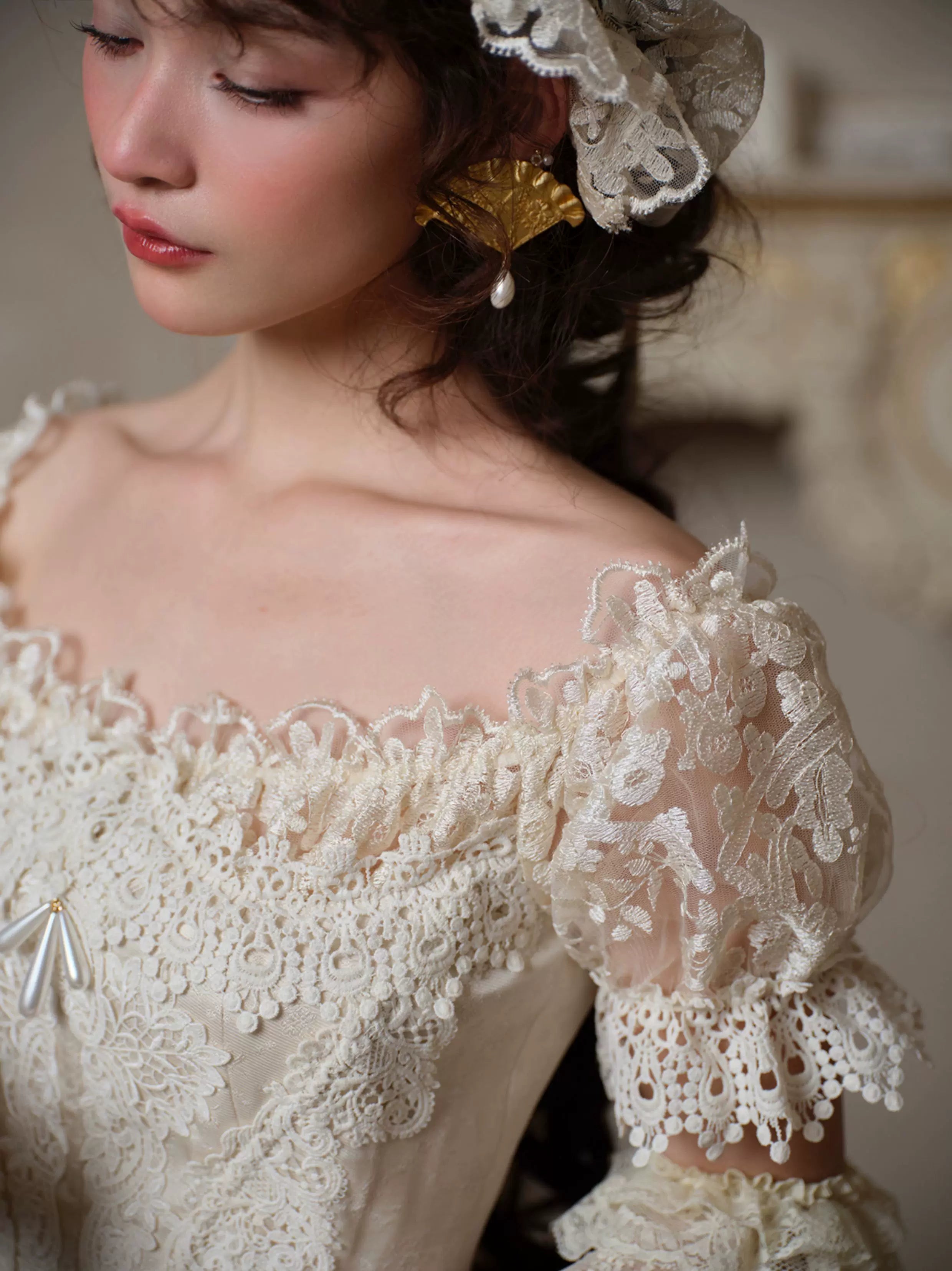 Vintage Court Lace Corset Gown Dress