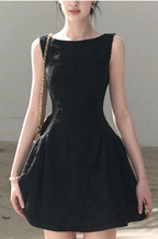 Wool-Blend Waist-Cinched Fitted Dress