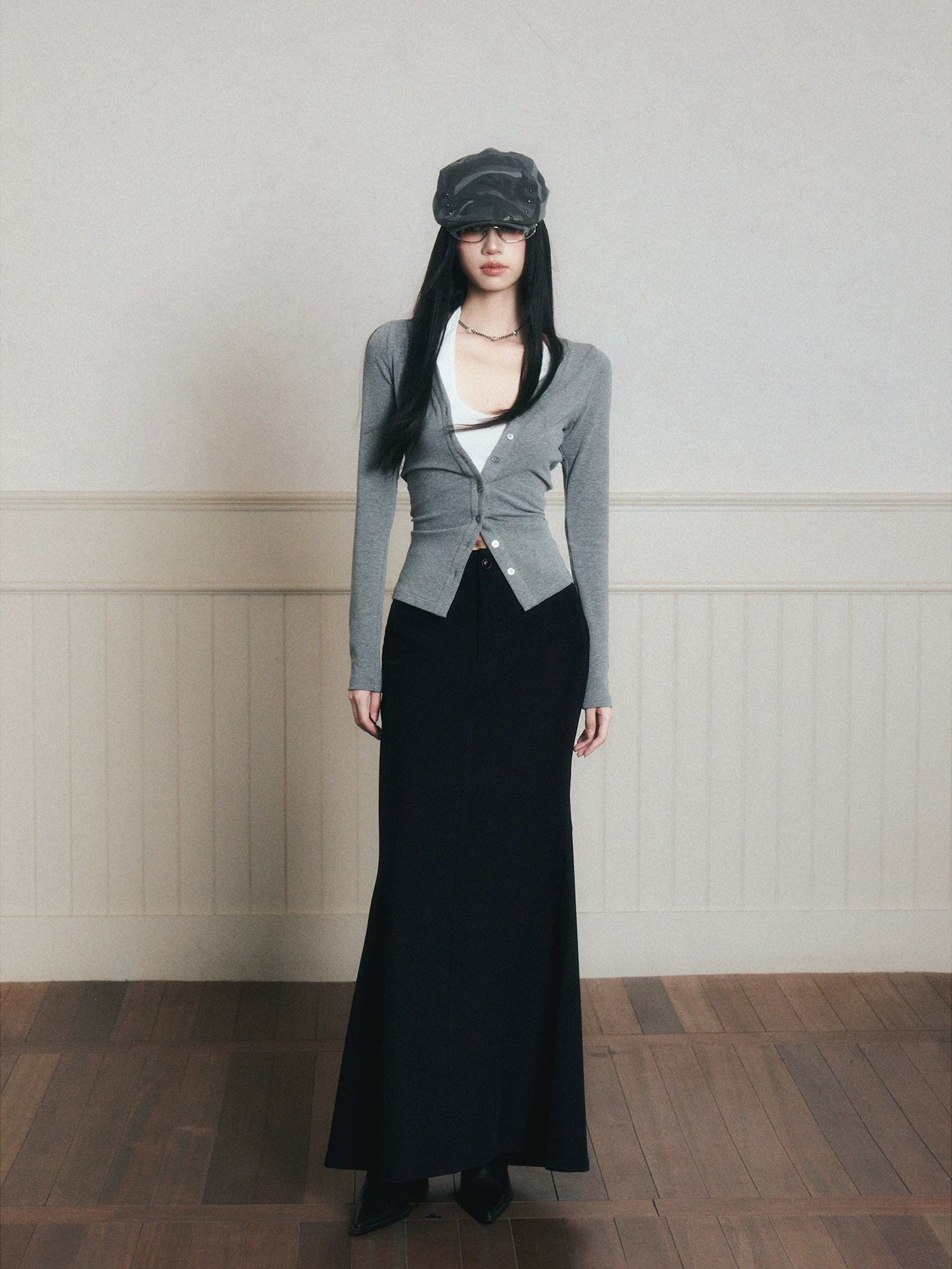Layered Halter Camisole & Knit Cardigan Set
