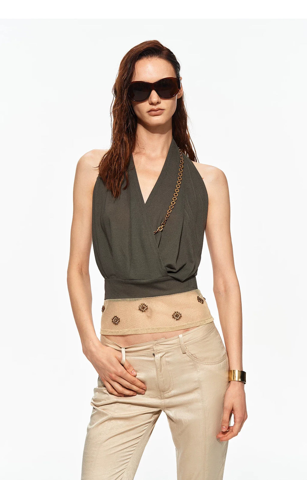 Acetate Beaded Halter Top