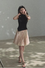Lyocell Linen A-Line Lace-Trim Mini Skirt
