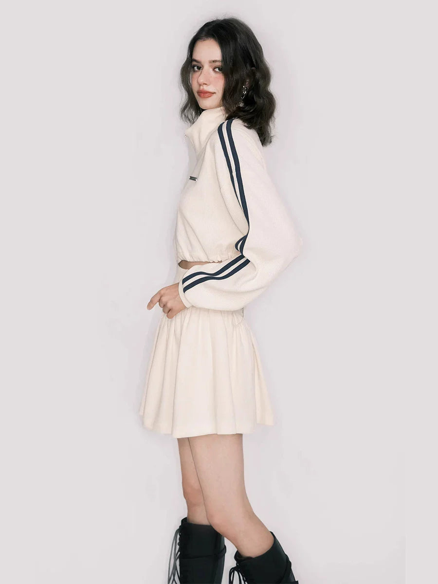 Tennis Waffle Sweatshirt & Mini Skirt Set
