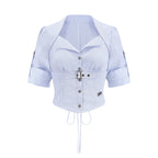 Nautical Affair French Old-Money Striped Shirt & Skirt Set