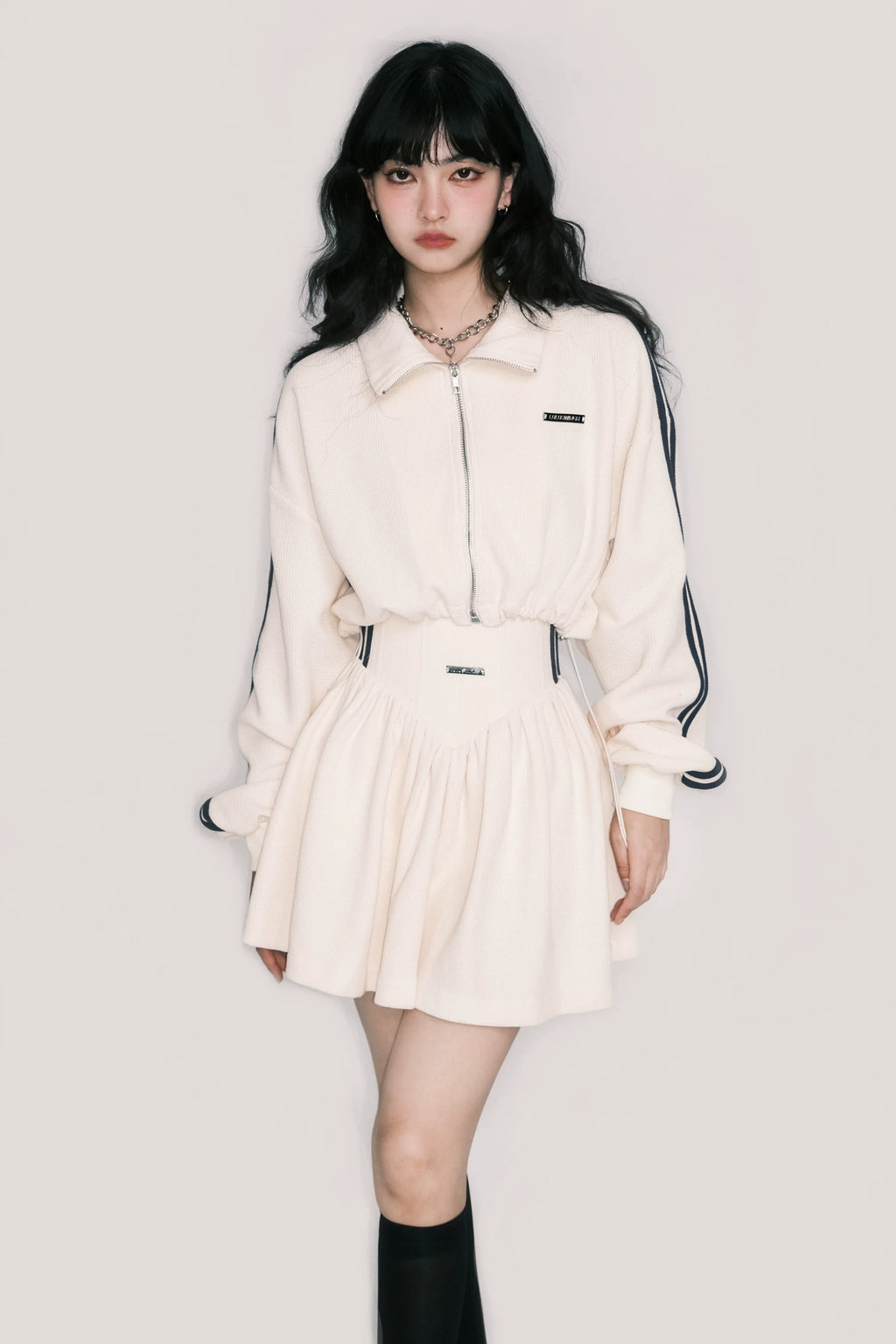 Tennis Waffle Sweatshirt & Mini Skirt Set