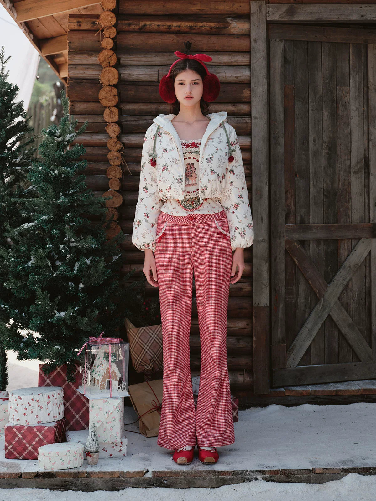 French Playful Quilted Down Dress & Jacket Set