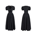 Puff-Sleeve Waist-Defined Maxi Dress