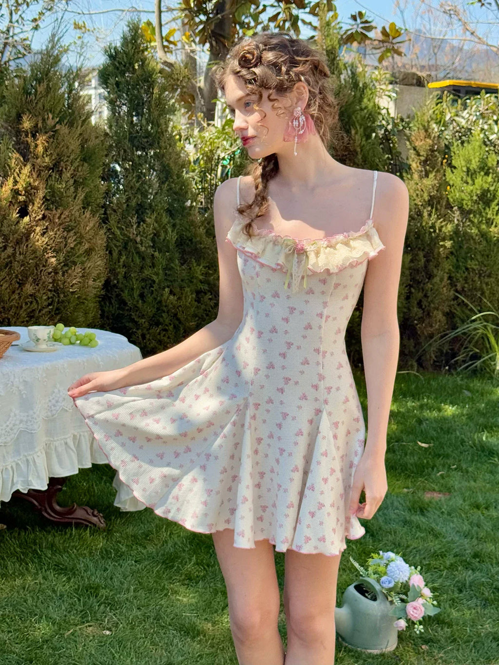 Rose Petite Florist Knit Dress & Cardigan Set