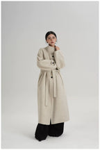 Asymmetric Stand-Collar Double-Faced Wool Coat