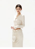 Apricot Lace Panel Knit Two-Piece Set
