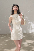 Lyocell Wool Off-Shoulder Sculpted Waist Dress