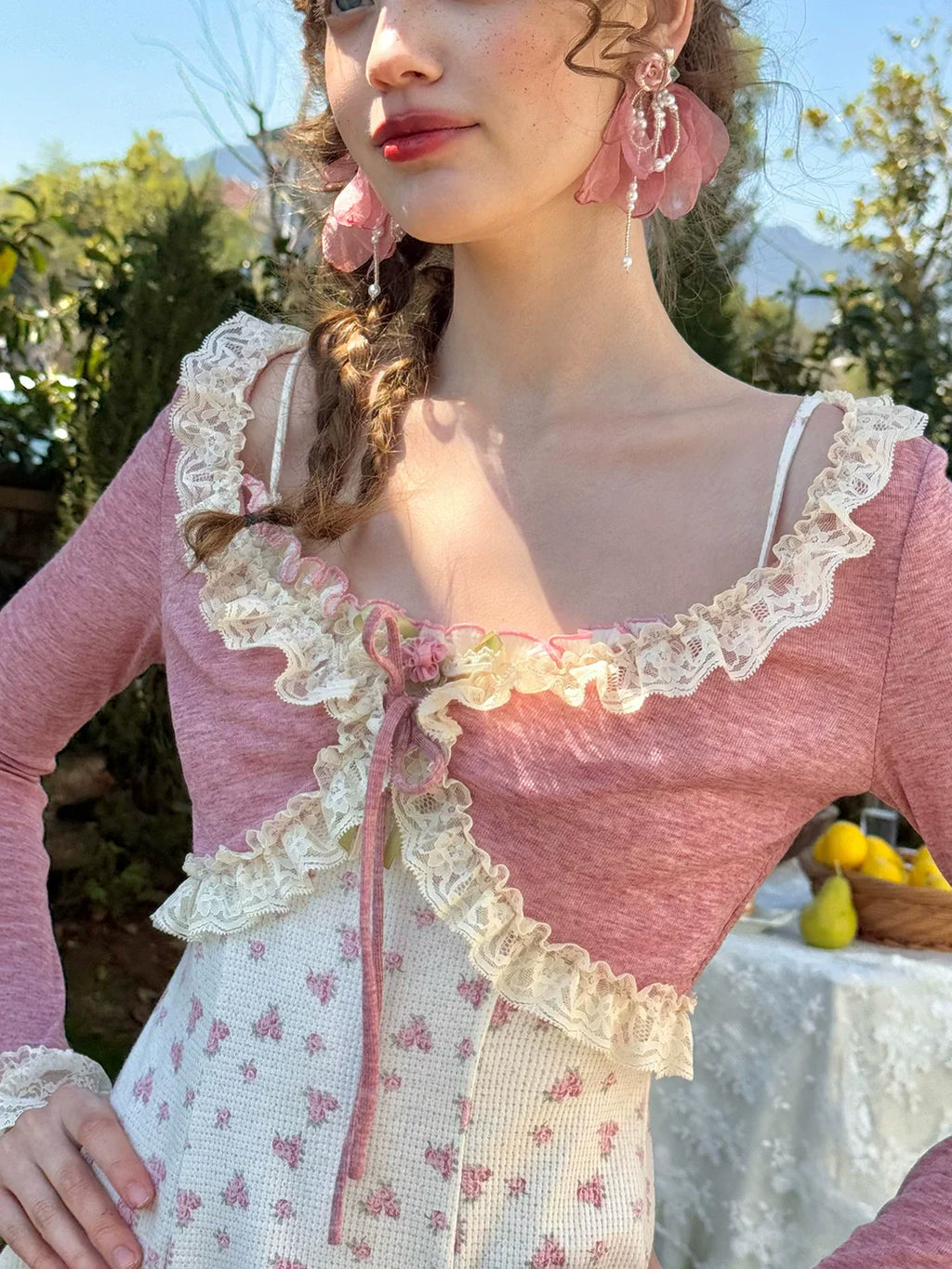 Rose Petite Florist Knit Dress & Cardigan Set