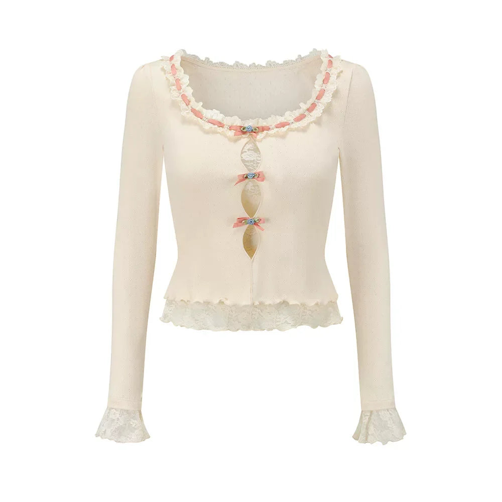 French Sweet Knit Long-Sleeve Base Crewneck