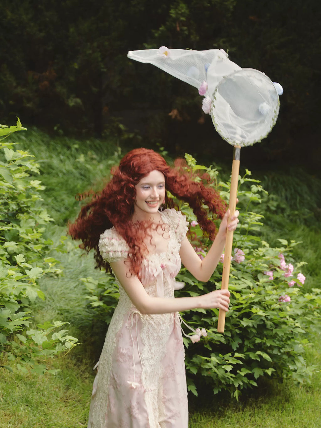 French Sweet Empire-Waist Lace Tie Dress