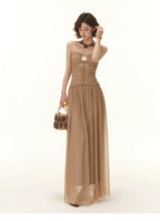 Greek Goddess Strapless Corset Maxi Dress