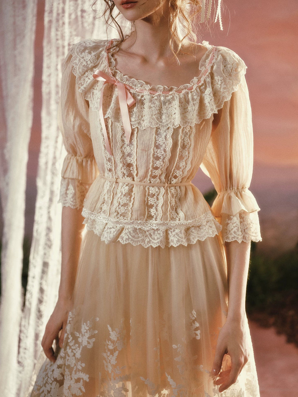 Liberty Letter French Lace Peter Pan Collar Shirt