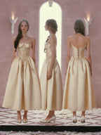 French Satin Lace Corset Princess Dress