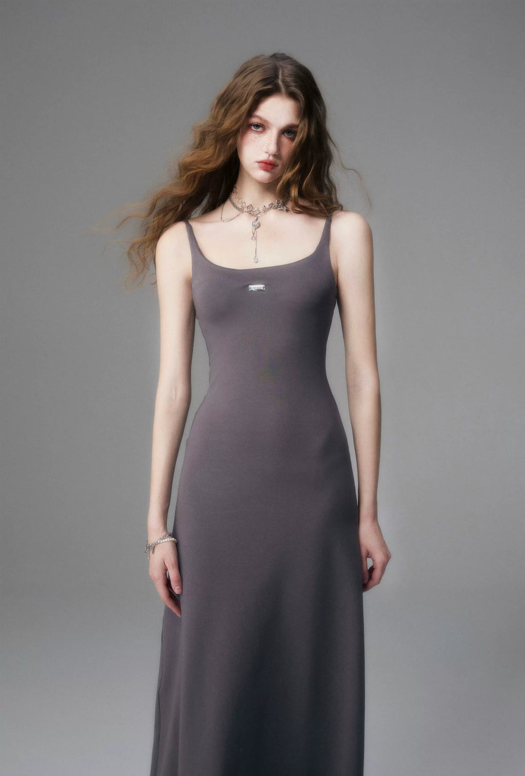 Minimal Long Knit Slip Maxi Dress