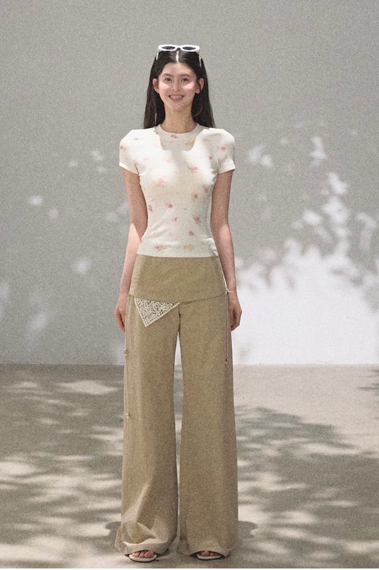 Bohemian Detachable Scarf Wide-Leg Relaxed Trousers