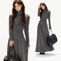 Pleated Waist-Defining A-Line Maxi Dress