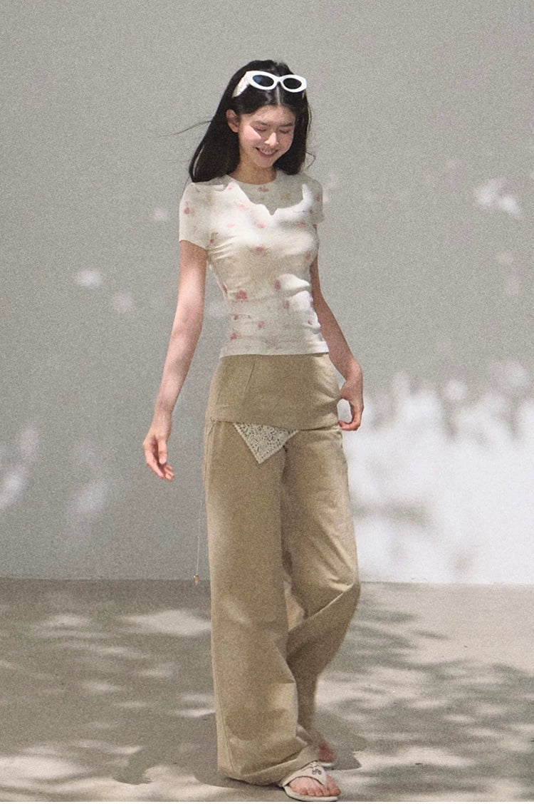 Bohemian Detachable Scarf Wide-Leg Relaxed Trousers