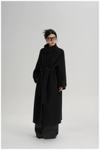 Asymmetric Stand-Collar Double-Faced Wool Coat