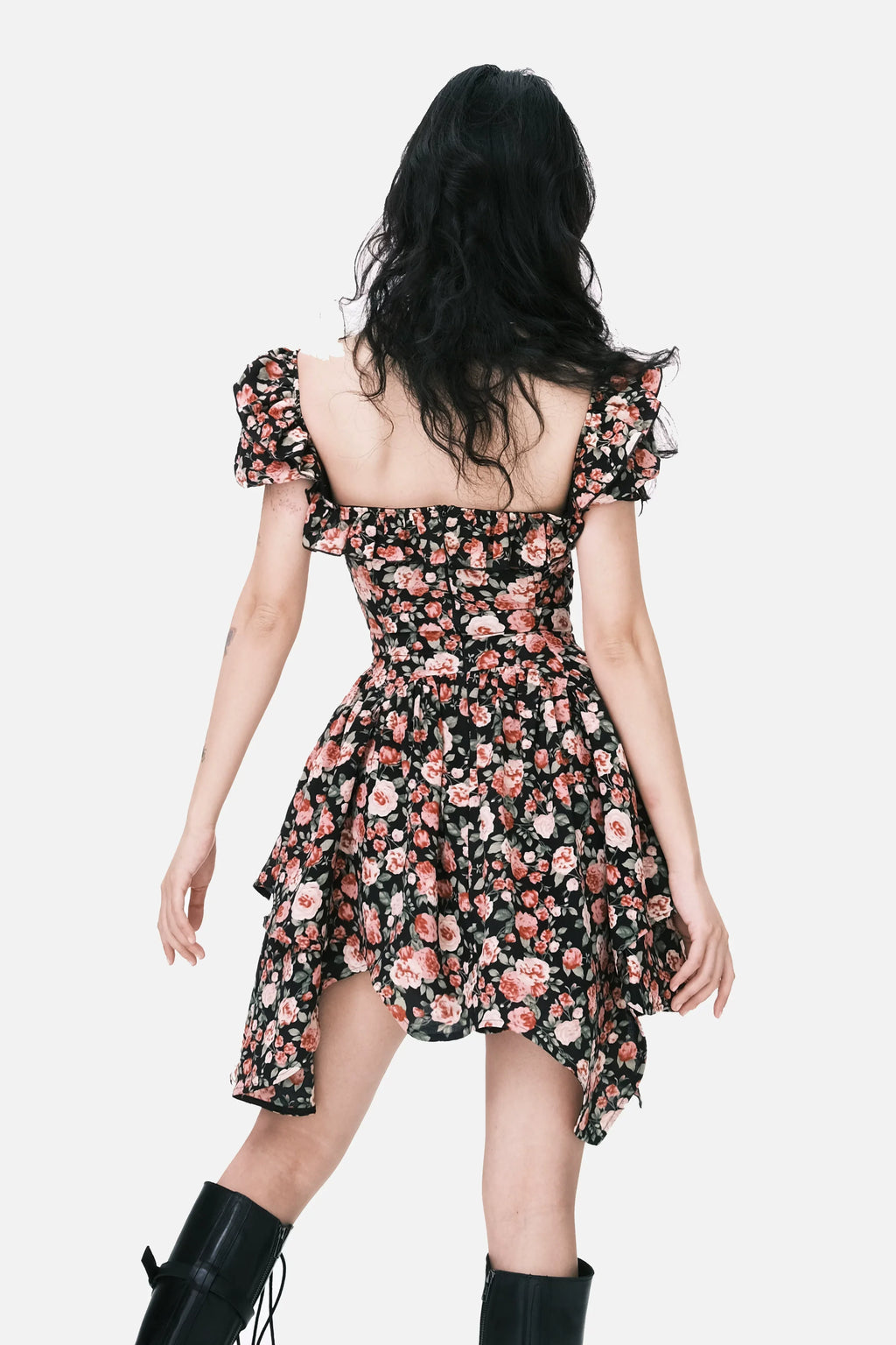 Lace-Up Asymmetric Waist-Defined Dress