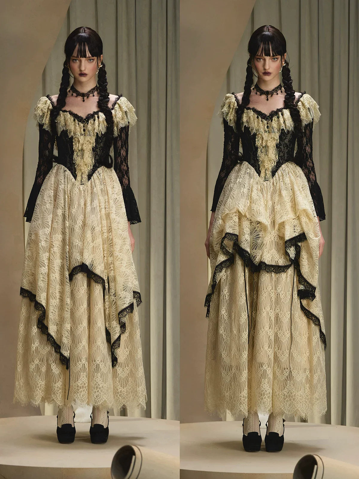 Wednesday Vintage Corset Waist Evening Dress