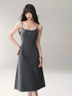 Minimalist Cotton A-Line Slip Midi Dress