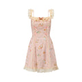 Vintage Pastoral Printed Lace Slip Dress