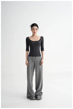 Lyocell Open-Back Fitted Mid-Sleeve T-Shirt