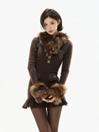 Cold Heiress Detachable Fur-Collar Mini Dress